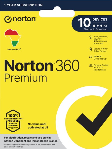 Norton 360 Premium (10 Devices, 1 Year) — Buy Online in South Africa