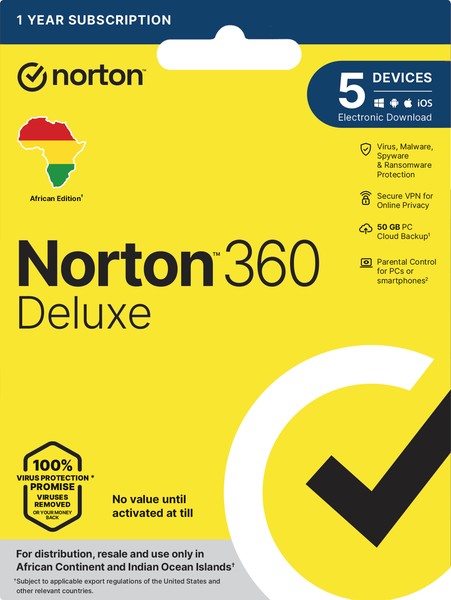 Norton 360 Deluxe (5 Devices, 1 Year) — Buy Online in South Africa